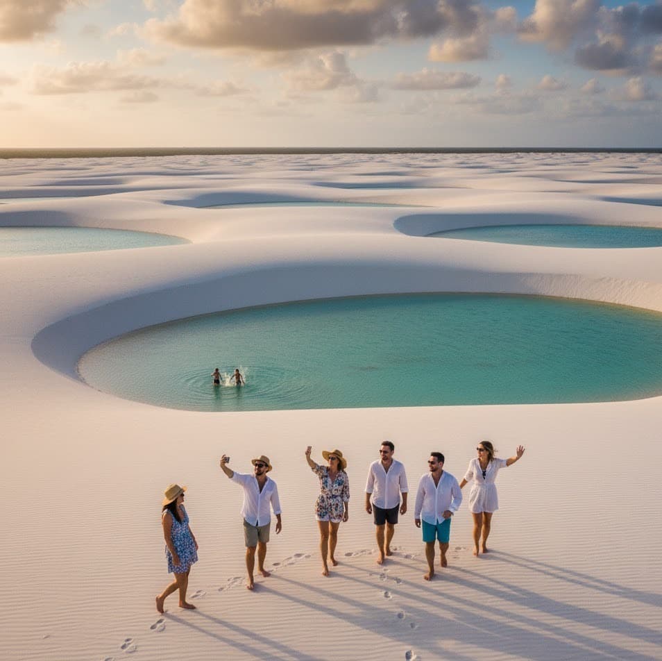 Turistas aproveitando um passeio no Maranhão